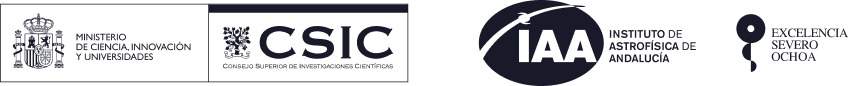 Logos del Ministerio de Ciencia, Innovación y Universidades, CSIC, Instituto de Astrofísica de Andalucía y programa de Excelencia Severo Ochoa